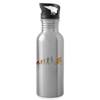 Evolution Radfahrer Geschenk für Radfahrer Fahrrad MTB - Trinkflasche mit integriertem Trinkhalm - Lightsilver - Rechts
