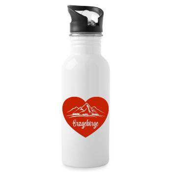 Erzgebirge Berge Liebe Heimat - Trinkflasche mit integriertem Trinkhalm - Weiß - Rechts