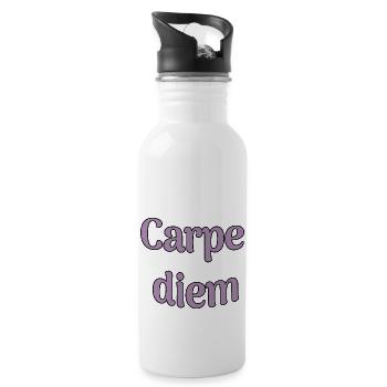 Carpe diem - Trinkflasche mit integriertem Trinkhalm - Weiß - Rechts