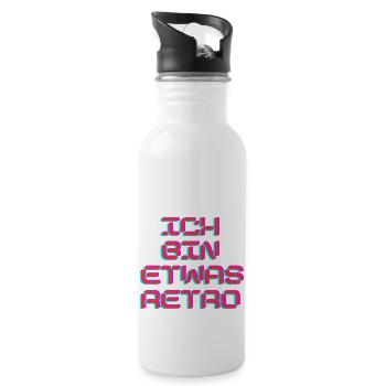 Retro - Trinkflasche mit integriertem Trinkhalm - Weiß - Rechts