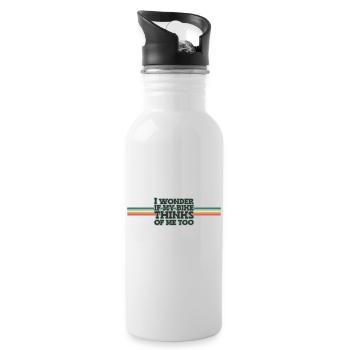 I wonder if my bike thinks of me too - Water bottle with straw - white - Right