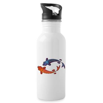 Meerestiere - Trinkflasche mit integriertem Trinkhalm - Weiß - Rechts