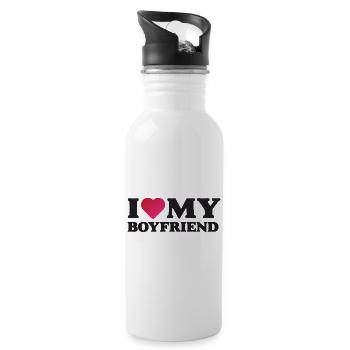 I Love My Boyfriend - Water bottle with straw - white - Right