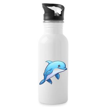 Delfin - Trinkflasche mit integriertem Trinkhalm - Weiß - Rechts