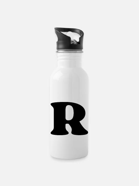 Buchstabe r - Trinkflasche mit integriertem Trinkhalm - Weiß