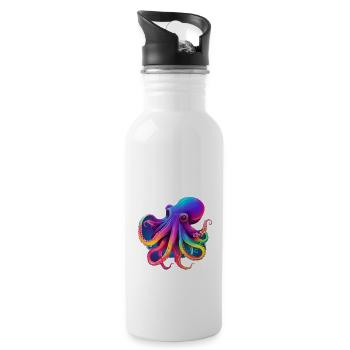 Octopus colored Nr.2 - Trinkflasche mit integriertem Trinkhalm - Weiß - Rechts