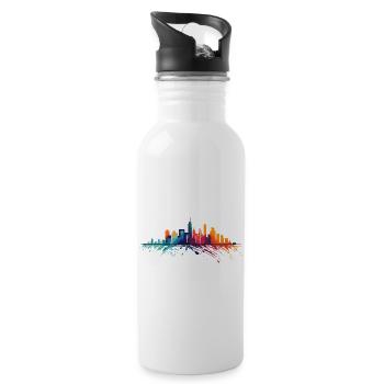 Ligne d’horizon colorée - Gourde avec paille intégrée - blanc - Droite