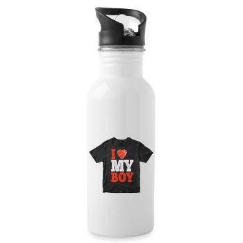 I love my boy - Gourde avec paille intégrée - blanc - Droite