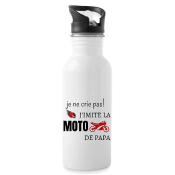 Je ne crie pas j’imite la moto de papa - Gourde avec paille intégrée - blanc - Droite