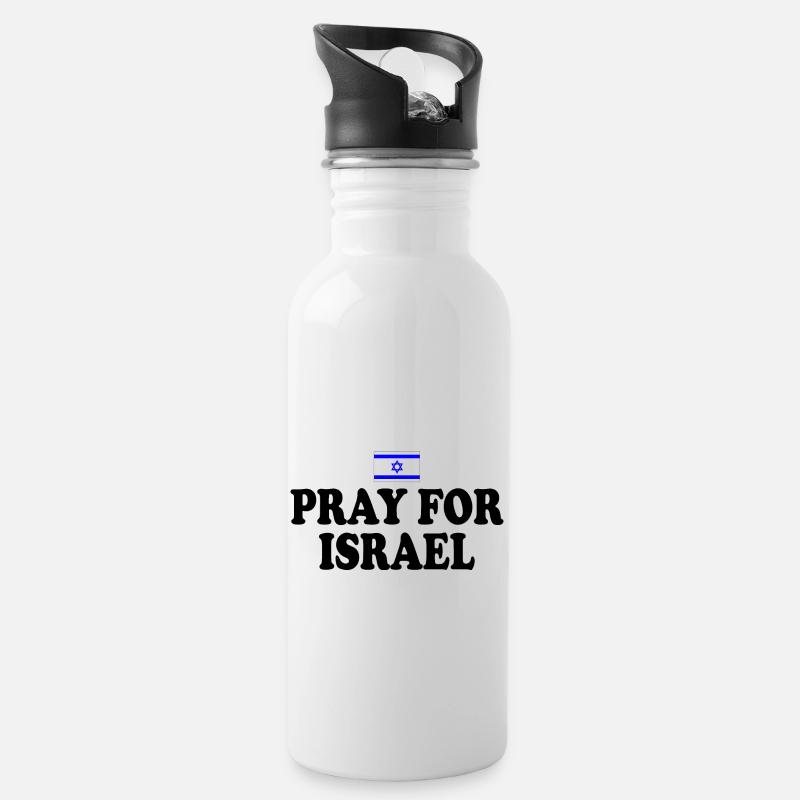Pray for israel - Trinkflasche mit integriertem Trinkhalm - Weiß