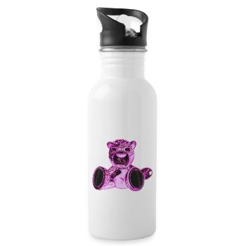 Creepy Teddy Pink - Trinkflasche mit integriertem Trinkhalm - Weiß - Rechts