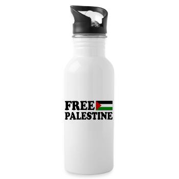 Free palestine - Water bottle with straw - white - Right