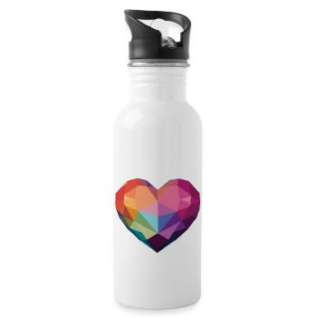 Amour - Cœur Low Poly - Gourde avec paille intégrée - blanc - Droite