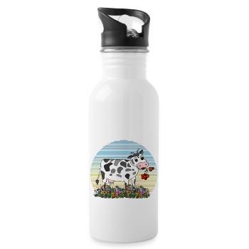 Kuh - Trinkflasche mit integriertem Trinkhalm - Weiß - Rechts