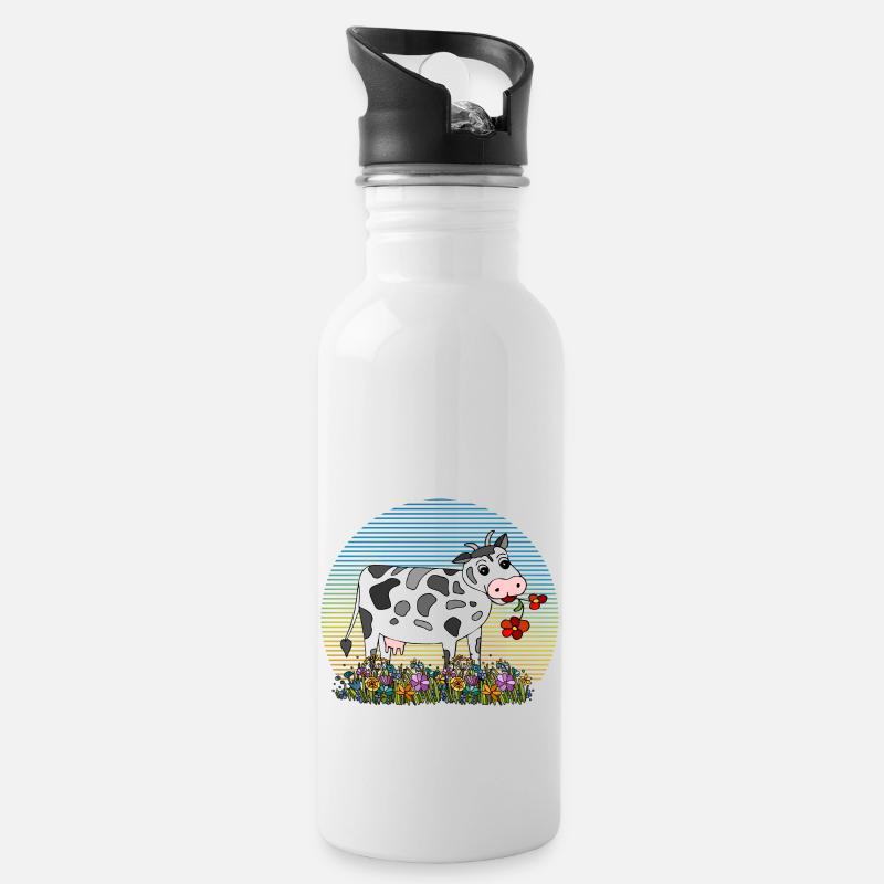 Vache - Gourde avec paille intégrée - blanc