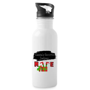 Der liebste Helfer des Weihnachtsmanns: ich - Trinkflasche mit integriertem Trinkhalm - Weiß - Rechts