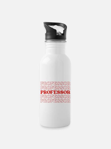Professor, Pädagoge, Lehrer, Ausbilder, Dozent - Trinkflasche mit integriertem Trinkhalm - Weiß