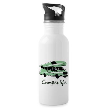 Camper life - Trinkflasche mit integriertem Trinkhalm - Weiß - Rechts