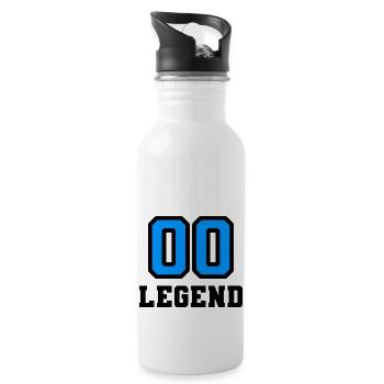 Blau & Schwarz Legende 00 - Trinkflasche mit integriertem Trinkhalm - Weiß - Rechts