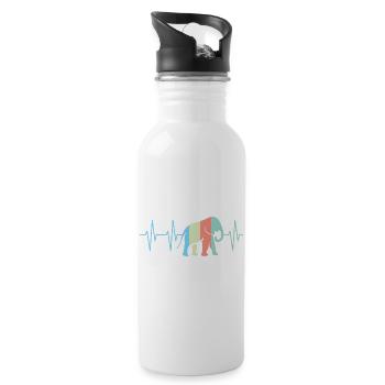 bunte Farben Elefant Elefanten Herzschlag Symbol - Trinkflasche mit integriertem Trinkhalm - Weiß - Rechts