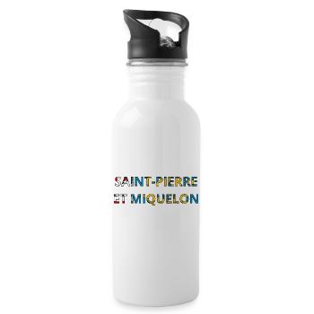 Drapeau Saint perre et miquelon - Gourde avec paille intégrée - blanc - Droite