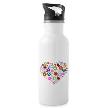 Coração de flores - Trinkflasche mit integriertem Trinkhalm - Weiß - Rechts