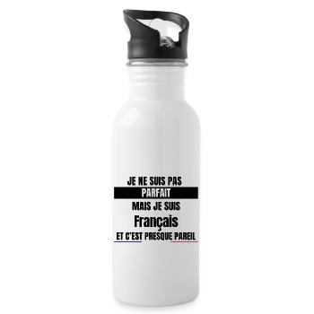 Ich bin nicht perfekt, aber ich bin Franzose - Trinkflasche mit integriertem Trinkhalm - Weiß - Rechts