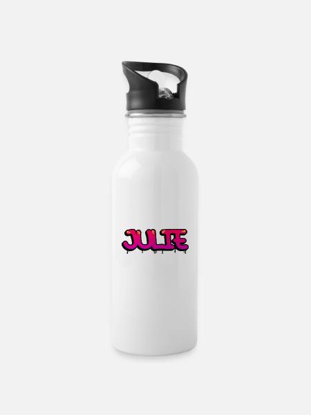 Graffiti prénom Julie - Gourde avec paille intégrée - blanc