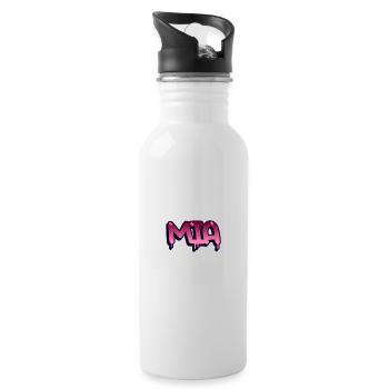Graffiti Name Mia - Trinkflasche mit integriertem Trinkhalm - Weiß - Rechts
