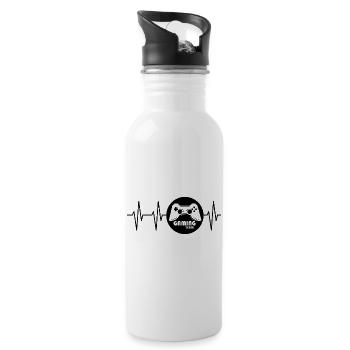 pulse gaming heartbeat controller icon icon logo - Water bottle with straw - white - Right