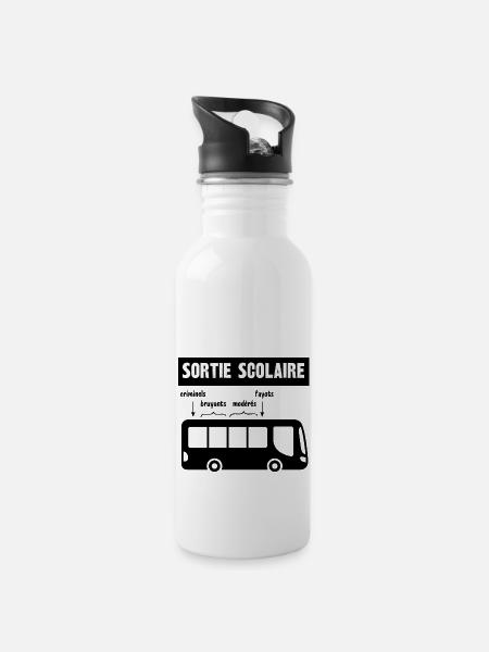 sortie scolaire - Gourde avec paille intégrée - blanc