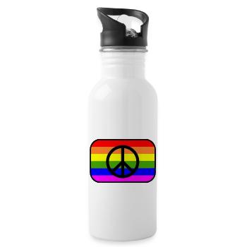 Signe de paix sur la bannière arc-en-ciel LGBT - Gourde avec paille intégrée - blanc - Droite