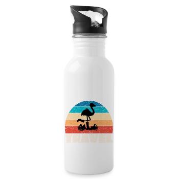Travel vintage sunset with flamingo shade - Water bottle with straw - white - Right