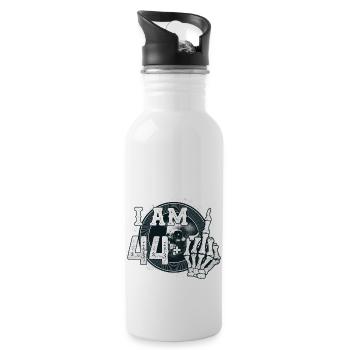 I'm 44 plus 1 middle finger Skull funny 45th - Water bottle with straw - white - Right