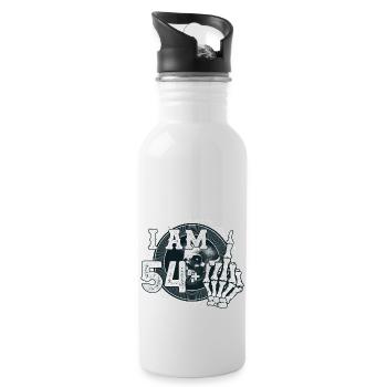 I'm 54 plus 1 middle finger Skull funny 55th - Water bottle with straw - white - Right