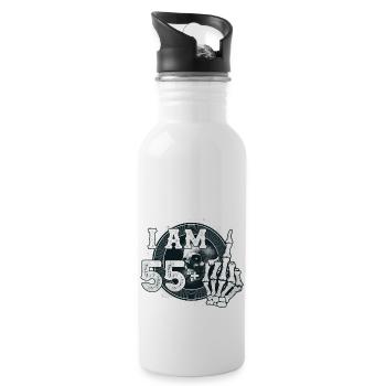 I'm 55 plus 1 middle finger Skull funny 56th - Water bottle with straw - white - Right