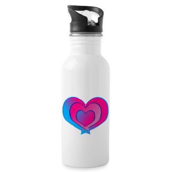 Liebe ist bunt - Trinkflasche mit integriertem Trinkhalm - Weiß - Rechts