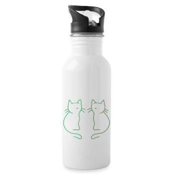 Katzen Retro Vintage 80er Geschenkidee - Trinkflasche mit integriertem Trinkhalm - Weiß - Rechts