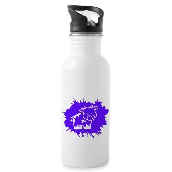 kuh klecks - Trinkflasche mit integriertem Trinkhalm - Weiß - Rechts