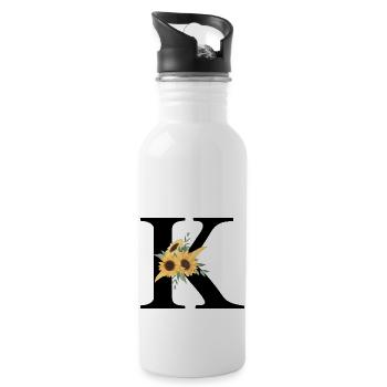 Sonnenblume Blumen k Buchstabe - Trinkflasche mit integriertem Trinkhalm - Weiß - Rechts