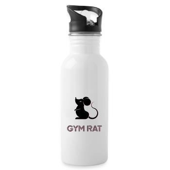 GYM RAT - Trinkflasche mit integriertem Trinkhalm - Weiß - Rechts