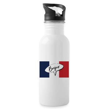 Bonjour French expression for hello with France - Water bottle with straw - white - Right