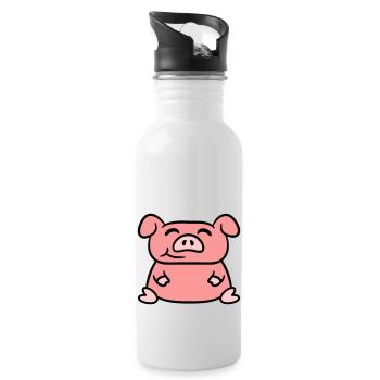 Assis Cochon Amour Petit Cochon Mignon - Gourde avec paille intégrée - blanc - Droite