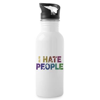 ICH HASSE MENSCHEN - Trinkflasche mit integriertem Trinkhalm - Weiß - Rechts
