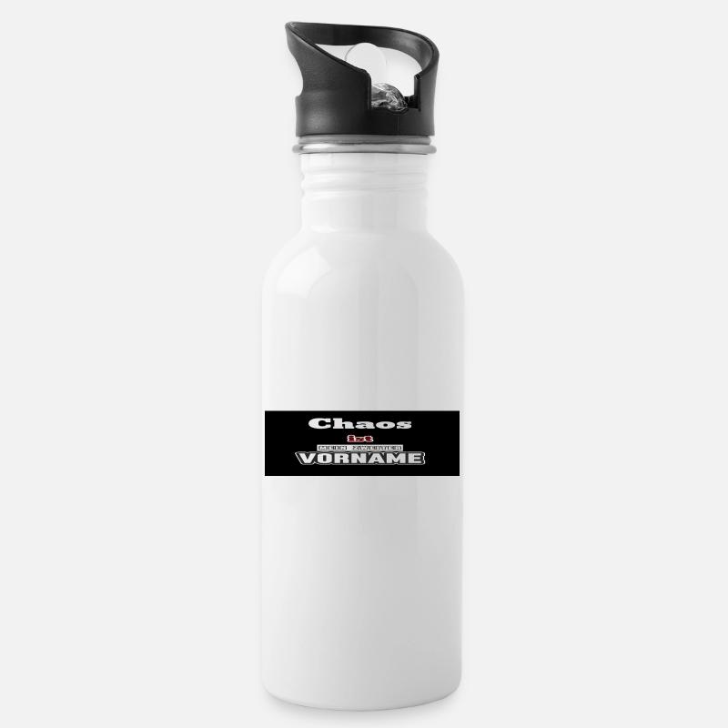 Chaos - Trinkflasche mit integriertem Trinkhalm - Weiß