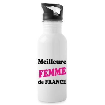 Beste FRAU Frankreichs - Trinkflasche mit integriertem Trinkhalm - Weiß - Rechts