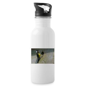 Great Tit Feeding Chicks - Water bottle with straw - white - Right