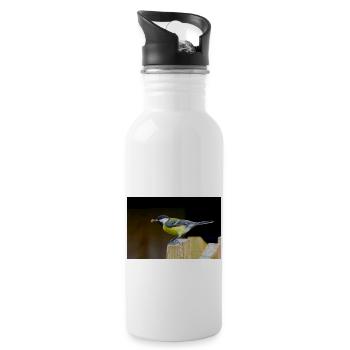 Great Tit with Spider - Water bottle with straw - white - Right