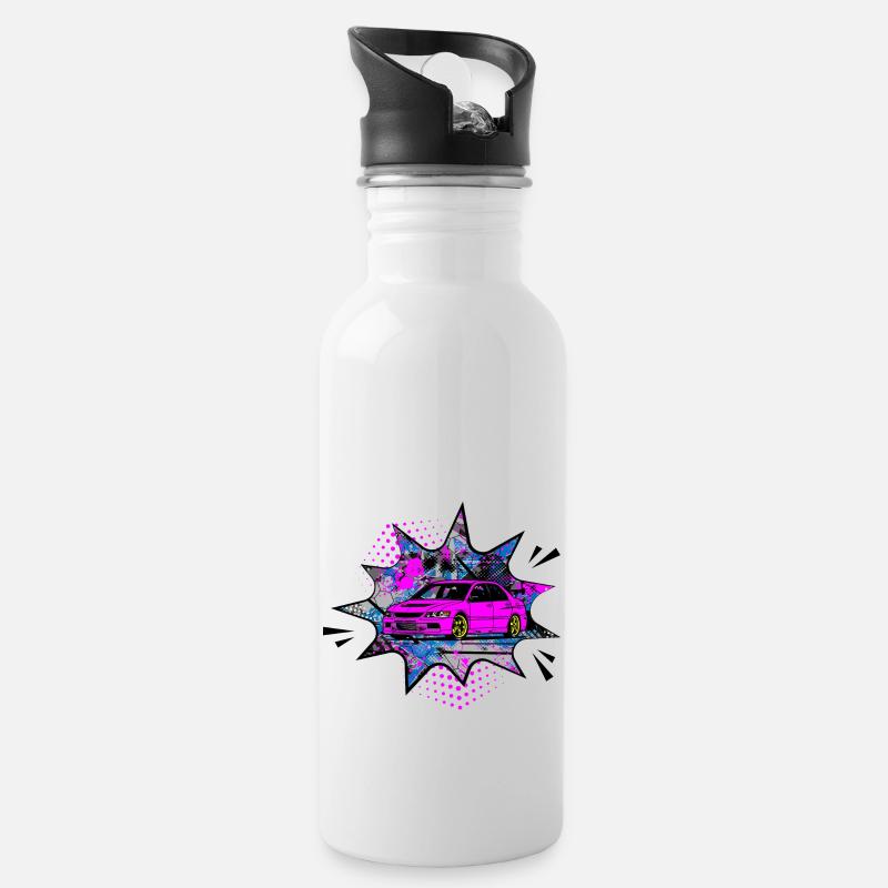 Mitsu pink bubble - Water bottle with straw - white