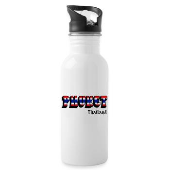 Phuket Thailand Flaggen Design - Trinkflasche mit integriertem Trinkhalm - Weiß - Rechts